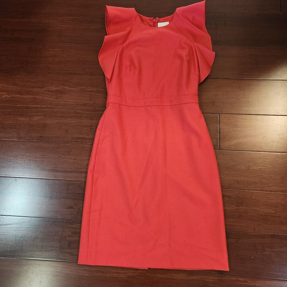 J. Crew Ruffle Sleeve Red Dress